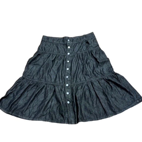 Time and Tru size 12 black tiered skirt NWT denim cotton - Picture 1 of 13